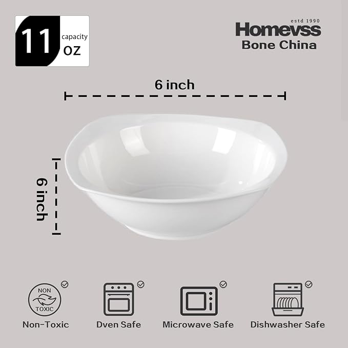 HomeVss, New Bone China Dinnerware Set, Coupe Square Shape, 20pc Set