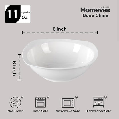 HomeVss, New Bone China Dinnerware Set, Coupe Square Shape, 20pc Set