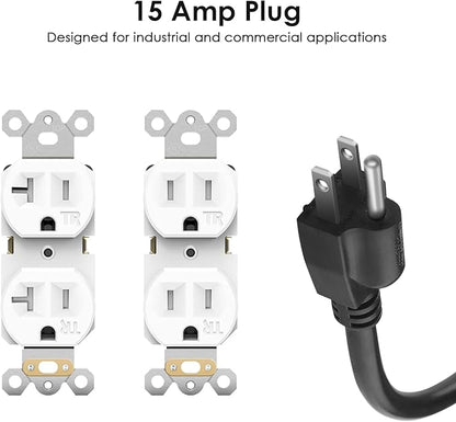 JUNNUJ 20 Amp Power Strip Heavy Duty 2 Pack, 4800J Surge Protector Metal Power Bar Multi Angle Mount, 20A Garage 8 Outlet Shop 6-20R T-Slot, 5-15P Adapter 12 Gauge Extension Cord 6ft for Appliance