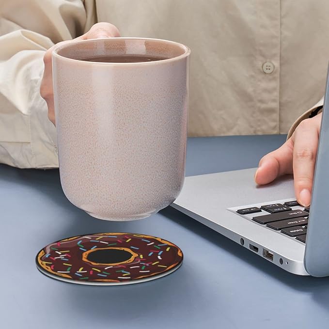 6 Pcs Donut Funny Leather Coasters