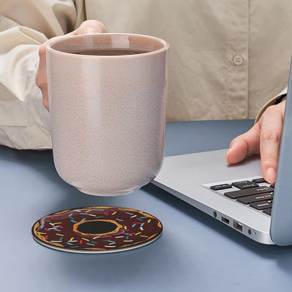 6 Pcs Donut Funny Leather Coasters