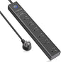 15 Ft Power Strip Surge Protector, 6 Outlets and 4 USB Ports, Flat Plug Power Strips Long Extension Cord with Overload Protection, Wall Mount for Home, Office, Dorm, ETL Listed