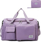 Multipurpose 20L Foldable Duffel Bag Gym Yoga Bag Carry-On Shopping Sack Travel Organizer Cabin Bag Sundry Package Wet&Dry Compartment (Purple)