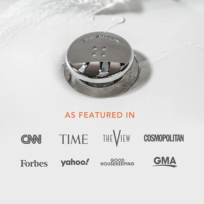SinkShroom Revolutionary Bathroom Sink Drain Protector Hair Catcher, Strainer, Snare, Silicone , Brushed, Sinkshroom Chrome Edition, 1" -1.4"