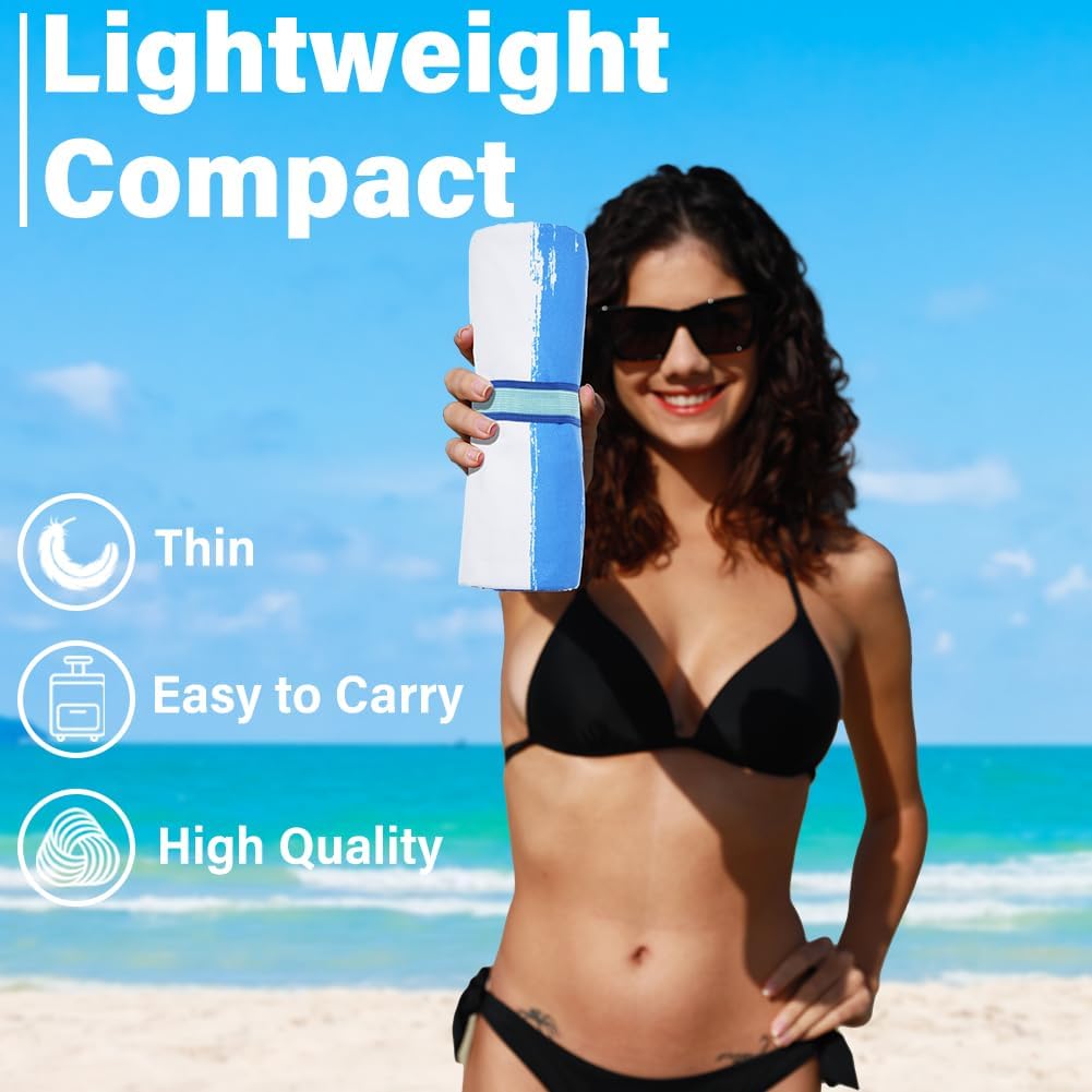 Lightweight Thin Microfiber Beach Towel Sand Free Quick Dry Absorbent Compact Soft Pool Swim Travel Towels Extra Large Oversized Beach Accessories Gifts for Adult