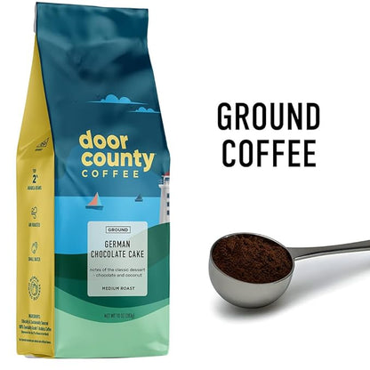 Door County Coffee German Chocolate Cake Flavored Coffee -10oz Bag - Ground Medium Roast - 100% Arabica