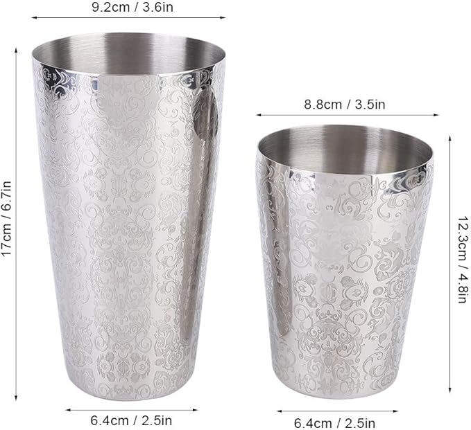 Tyenaza 304 Stainless Steel Cocktail Shaker Set Boston Shaker Bartender Bar Tool Silver
