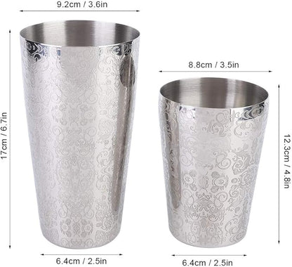 Tyenaza 304 Stainless Steel Cocktail Shaker Set Boston Shaker Bartender Bar Tool Silver