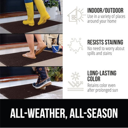GORILLA GRIP Front Door Mat, 72x24, Indoor Outdoor Ultra Absorbent HydroAbsorb Doormat, Absorbs Up to 2.75 Cups of Water, Stain and Fade Resistant, Rubber Backing Doormats, Captures Dirt, Coffee
