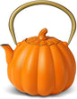 VICSKY Orange Pumpkin Cast Iron Teapot, Natural Pumpkin Color, Japanese Cast Iron Tea Kettle Stovetop Safe with Infuser, Cute Creative Pumpkin Halloween Teapot(40oz/1200ml, Orange)