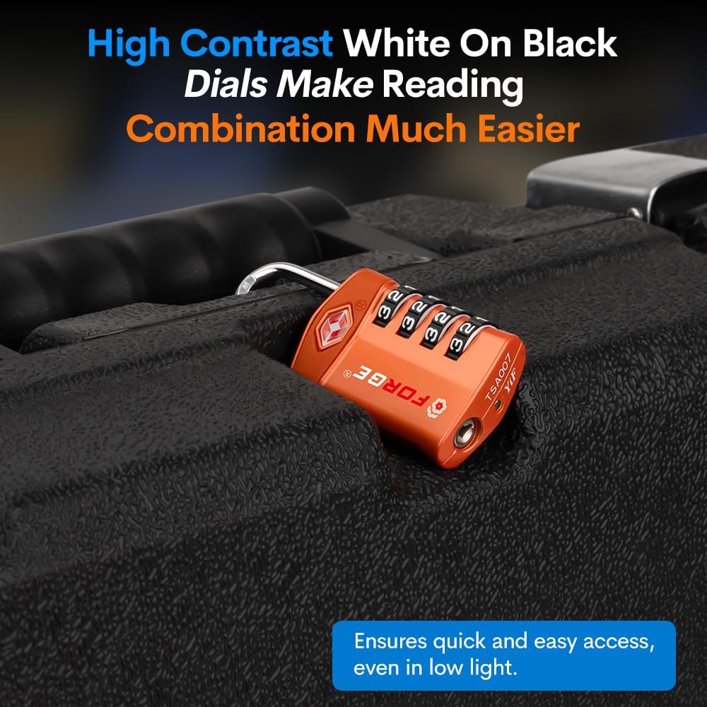 Forge Travel Lock,TSA Approved Luggage Locks for Air Travel, Gym Lockers, School Lockers, Pelican Cases, Gun Case, Easy Read Dials, Durable Alloy Body