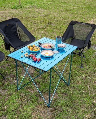 iClimb Ultralight Compact Camping Folding Table (Reinforced Blue - XL)