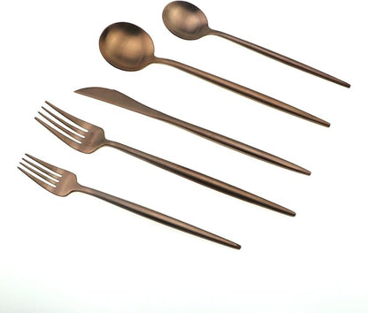 JASHII 18/10 Stainless Steel 20-Piece Matte Rose Gold Flatware Set,Dinner Knife Fork Salad Fork Dessert Spoon, Service for 4, Luxury Silverware Cutlery Utensil Sets