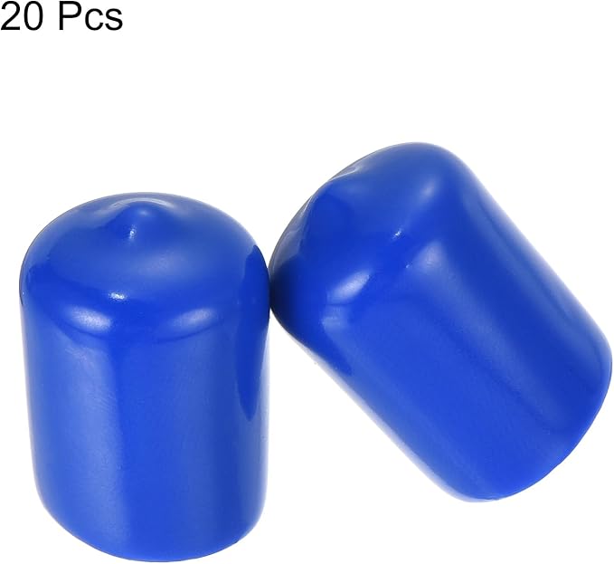 uxcell 20pcs Rubber End Caps 15mm ID Vinyl Round Tube Bolt Cap Cover Screw Thread Protectors Blue