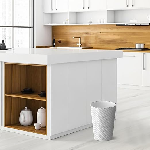 Bathroom Trash Can, 3 Pack 1.8 Gallons Small Trash Can with Trash Bags, Bathroom Garbage Can, Plastic Trash Bin, Round Waste Basket for Living Room, Bedroom, Office, Kitchen, Compact Space (White)