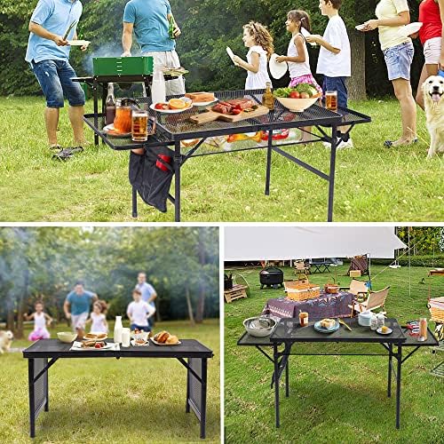 Nice C Metal Folding Grill Table, Camping Tailgate Grill Station