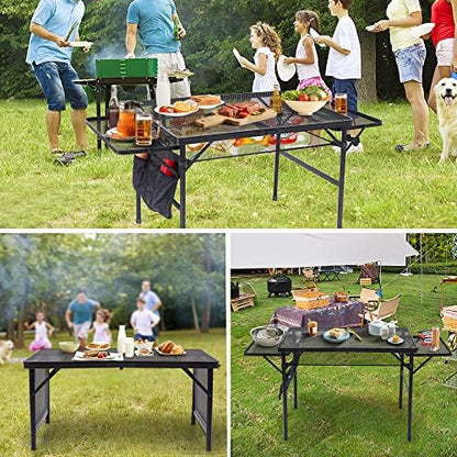 Nice C Metal Folding Grill Table, Camping Tailgate Grill Station