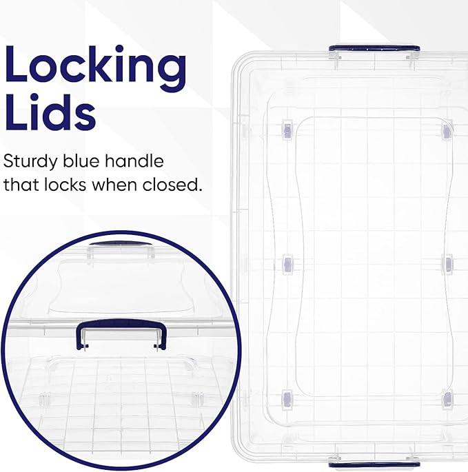 Superio Storage Bins with Lids, Clear Plastic Containers for Organizing, Stackable Totes, BPA Free, Odor Free, Organizer Boxes for Home, and Dorm (2 Pack, 60 Quart)