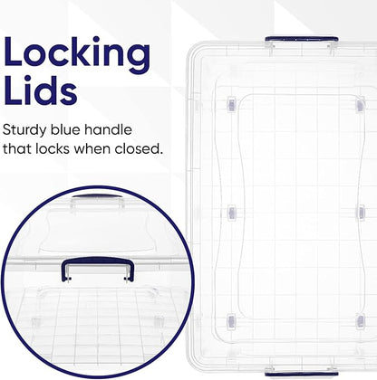 Superio Storage Bins with Lids, Clear Plastic Containers for Organizing, Stackable Totes, BPA Free, Odor Free, Organizer Boxes for Home, and Dorm (2 Pack, 60 Quart)
