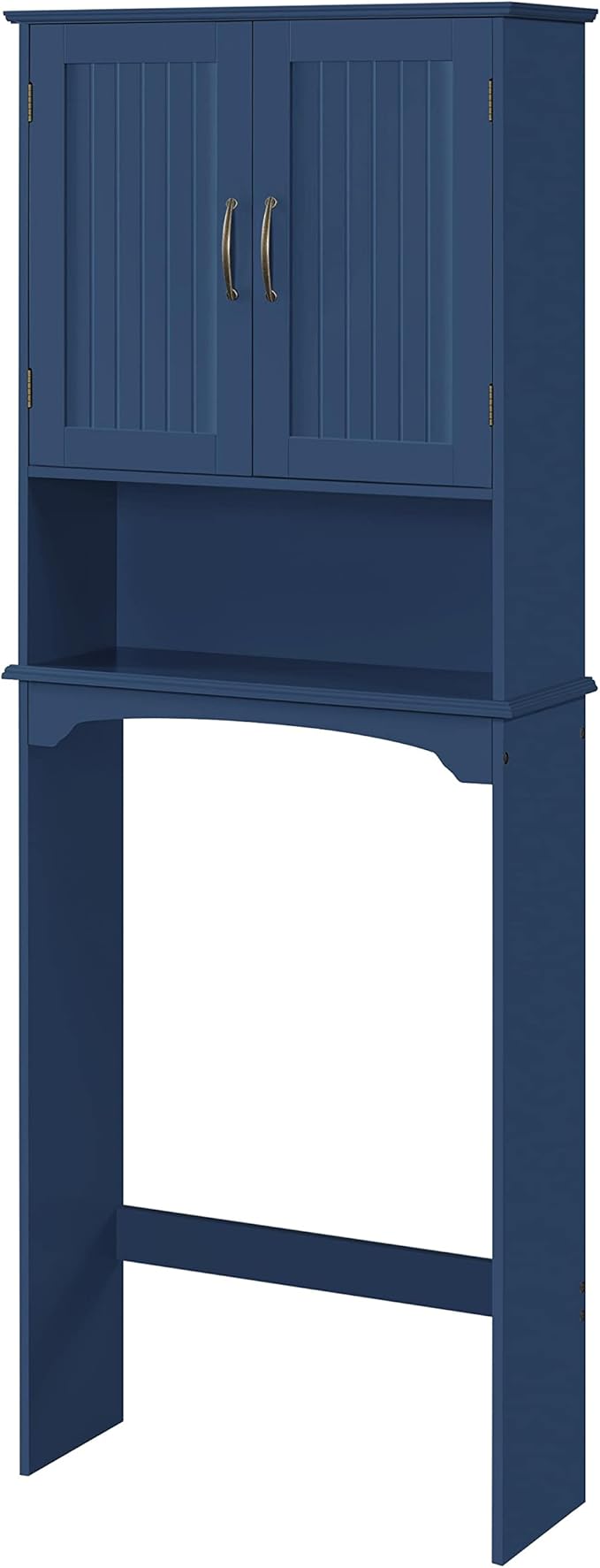 Yaheetech Over The Toilet Storage with 2 Doors & Adjustable Shelf, Free Standing Toilet Rack Wooden Space-Saving Collect Cabinet, Bathroom Furniture, L24.5xW9xH66 in, Navy Blue