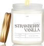 Strawberry Vanilla Highly Scented Candle for Home, 9oz Natural Soy Aromatherapy Non Toxic Candles with Essential Oil, Home Fragrance Stress Relief & Meditation Jar Candles Gifts for Women & Men
