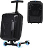 smilesun Scooter Suitcase for Kids & Adults, Foldable Carry On Travel Luggage, Hardside Ride on Scooter Suitcase with LED Light up Wheels，Black