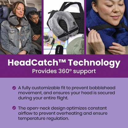 Cabeau Inflatable Travel Pillow – Air TNE – Adjustable, Lightweight, and Supportive for Sleeping on Airplanes, Trains, and Cars– Customized Fit and Compact Carrying Case (Royal Blue)