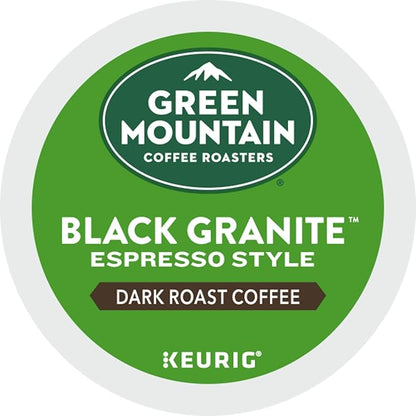 Green Mountain Coffee Roasters Black Granite, Keurig Single Serve K-Cup Pods, Espresso Style Dark Roast, 60 Count (6 Packs of 10)