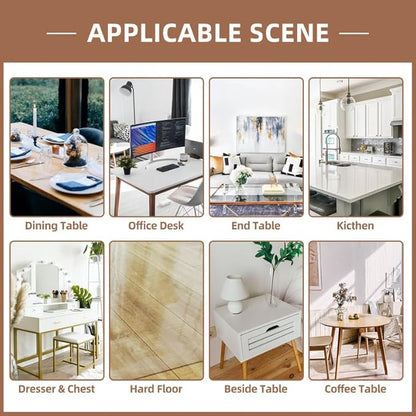 Warmstar Clear Table Cover Protector 34 x 34 Inch,1.5mm Thick Plastic Table Cover Rectangle,PVC Clear Table Protector,Desk Protector Mat for Kitchen, Dresser, Writing Desk，Dining Room Table