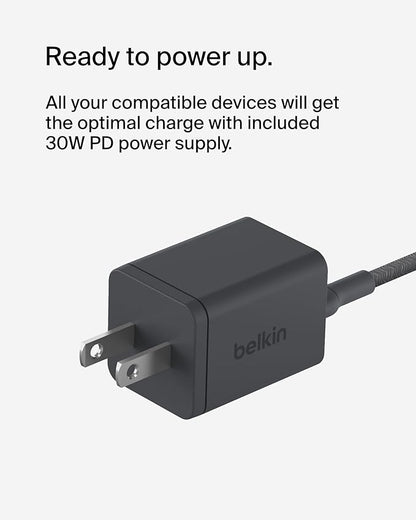 Belkin 2-in-1 MagSafe Wireless Charging Dock 15W Fast Charge iPhone Charger Compatible with iPhone 17, 16, 15, and 14 Series, AirPods, Pixel 10, and Other MagSafe Enabled Devices, PSU Included - Black