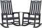 Psilvam Oversized Outdoor Rocking Chair Set of 2, Porch Rocker with 21" Wide Seat and 32" Tall Backrest, Pre-Assembled with Most Components for Effortless Installation (Carbon Black)
