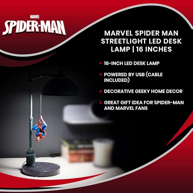 Marvel Spider Man Streetlight LED Mood Light Desk Lamp | Superhero Night Light | 16 Inches