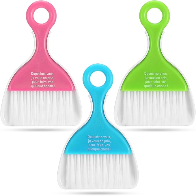 3 Pcs Mini Broom and Dustpan Set, Compact Cleaning Sweep, Mini Broom and Brush Set for Table Desk Car Keyboard Countertop