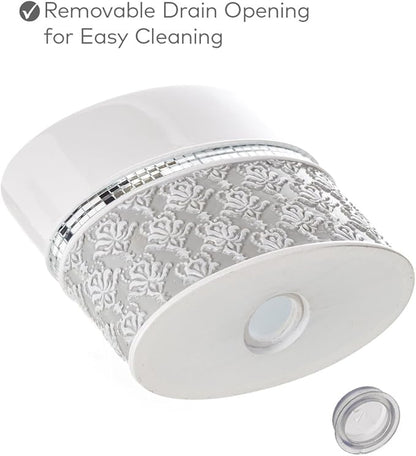 Creative Scents Mirror Damask Toothbrush Holder for Bathroom - Gray & White Toothbrush and Toothpaste Holder - Decorative Toothbrush Cup for Bathroom Holds Multiple Standard Or Electric Toothbrushes