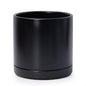 D'vine Dev 10 Inch Ceramic Planter Pot with Drainage Hole and Saucer, Indoor Cylinder Round Planter Pot, Black, 94-O-E-2