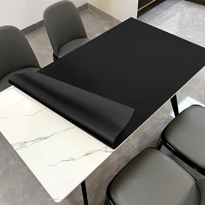 Leather Table Pad,1.8mm Thick,40x66 Inch,Dining Table Pad,Table Pads for Dining Room Table Rectangular,Table Protector for Dining Room Table,Table Top Protector(Black+Black,40x66)