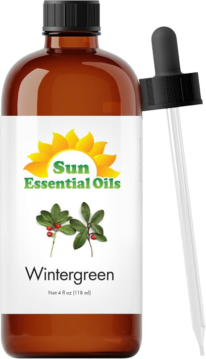 Sun Essential Oils - Wintergreen 4oz Bottle for Humidifier, Diffuser, Aromatherapy, Soap and Candle Making - Aromatherapy Oil