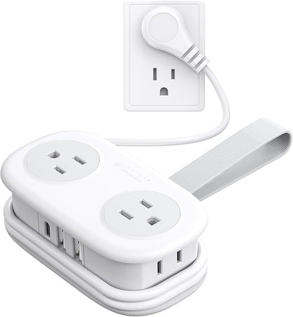 Travel Power Strip, ORICO 4 Outlets 3 USB Ports (1 USB C) with 4FT Wrapped Short Extension Cord, Compact Power Strip for Hotel Travel Essentials Cruise Approved-AP3