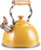 ROCKURWOK Tea Kettle, Tea Pot with Cool Touch Ergonomic Handle, Teapot Food Grade Stainless Steel, Tea Kettle Stovetop, Kettle Teapot, Whistling Tea Kettle, Tea Pot, 2.7 Quart (Yellow)