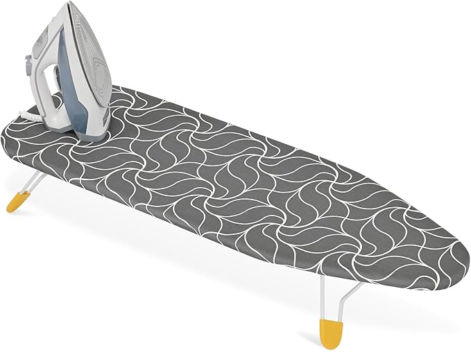 APEXCHASER Tabletop Ironing Board, Folding Legs Iron Board with Mesh Metal Base,Space Saving Portable Small Ironing Board with Non-Slip Feet,12x38 Grey