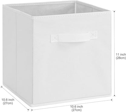Stero Fabric Storage Bins 6 Pack Fun Colored Durable Storage Cubes with Handles Foldable Cube Baskets for Home, Kids Room, Closet and Toys Organization White