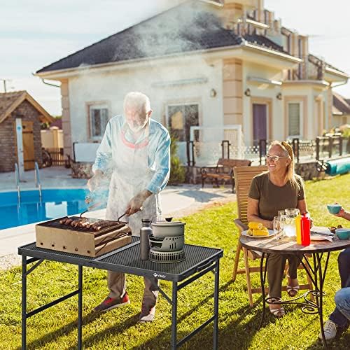 VILLEY 3ft Folding Camping Table, Aluminum Grill Table with Adjustable Legs