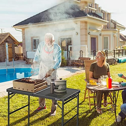 VILLEY 3ft Folding Camping Table, Aluminum Grill Table with Adjustable Legs