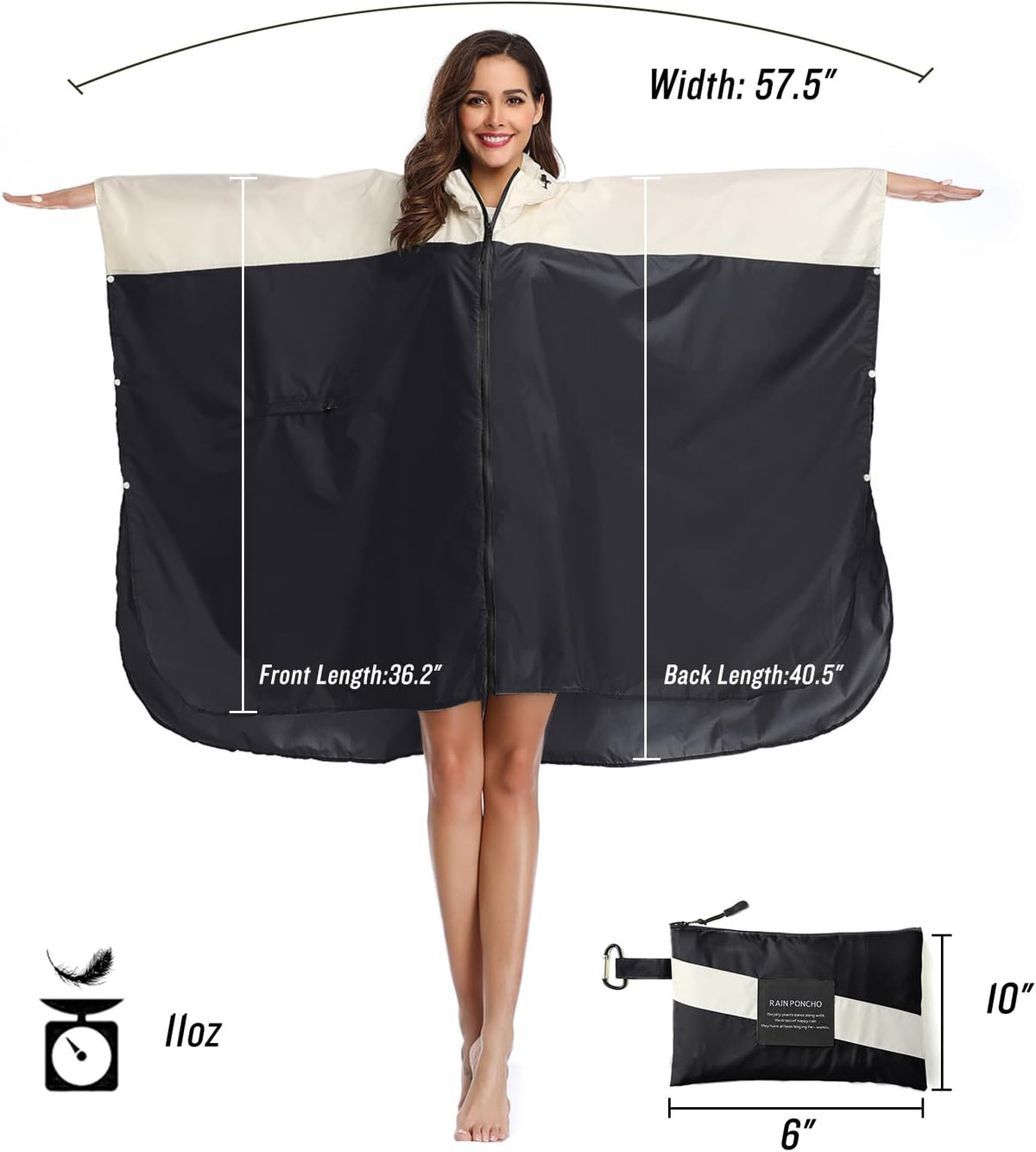 SaphiRose Unisex Rain Poncho Hooded Waterproof Raincoat for Adults Women