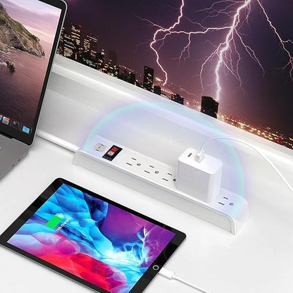 Surge Protector Power Strip, 4 Feet Extension Cord, 600 Joules Surge Protection, Multiple Protection 6 Outlet Strip, ETL Listed, White (12 FT 1PACK)