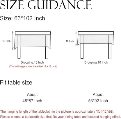ISAENNE Designer Christmas Linen Long Tablecloth Rectangle,Light Beige Western Table Cloth,Wrinkle Resistant Decor Tablecloths for Dining Thanksgiving Kitchen Christmas,63"*102"-Carol G