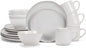 Elanze Designs Reactive Glaze Farmhouse Rustic Boho Ceramic Stoneware Dinnerware 16 Piece Plate Bowl Mug Dish Set - Service for 4, Classic White
