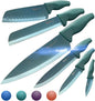 Wanbasion Green Professional Kitchen Knife Set, Stainless Steel, Dishwasher Safe with Sheathes