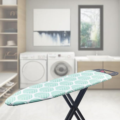 Seiritex Ironing Board Cover and Pad, Standard Size 15 x 54, Thick Padding with Elasticized Edges, Heat Reflective with Hook and Loop Fasteners, 3 Layers Iron Board Cover (Green Leaf)