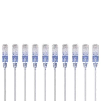 Monoprice Cat6A 25ft White 10-Pk Patch Cable UTP 30AWG 10G Pure Bare Copper Snagless RJ45 SlimRun Series Ethernet Cable